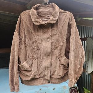 American Eagle Outfitters Brown Corduroy Bomber Jacket 100% Cotton